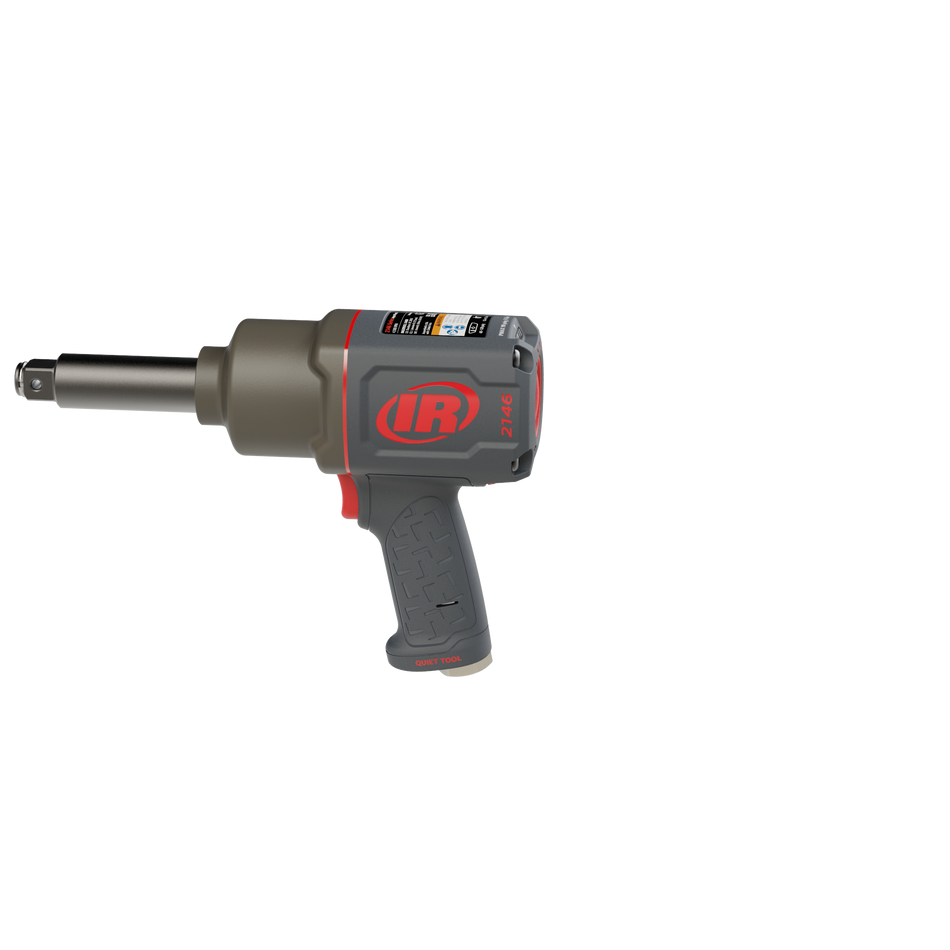 3/4" Air Impact Wrench, 3" Ext Anvil, Quiet, 2,000 ft-lb Torque, Friction Ring-Thru-hole Retainer, Pistol