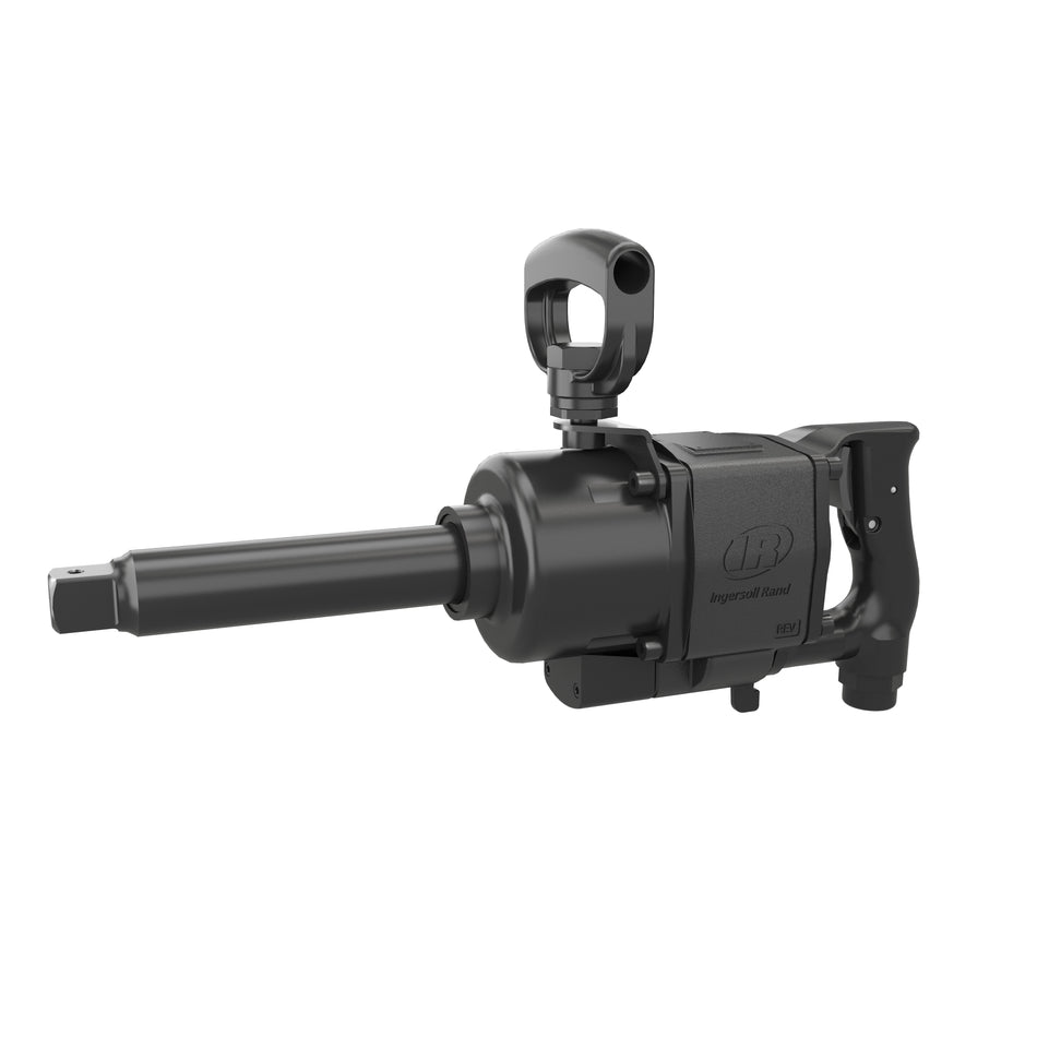 1" Air Impact Wrench, 6" Ext Anvil, Super Duty, 1600 ft-lb Torque, Thru-hole Retainer, D-Handle Inside Trigger