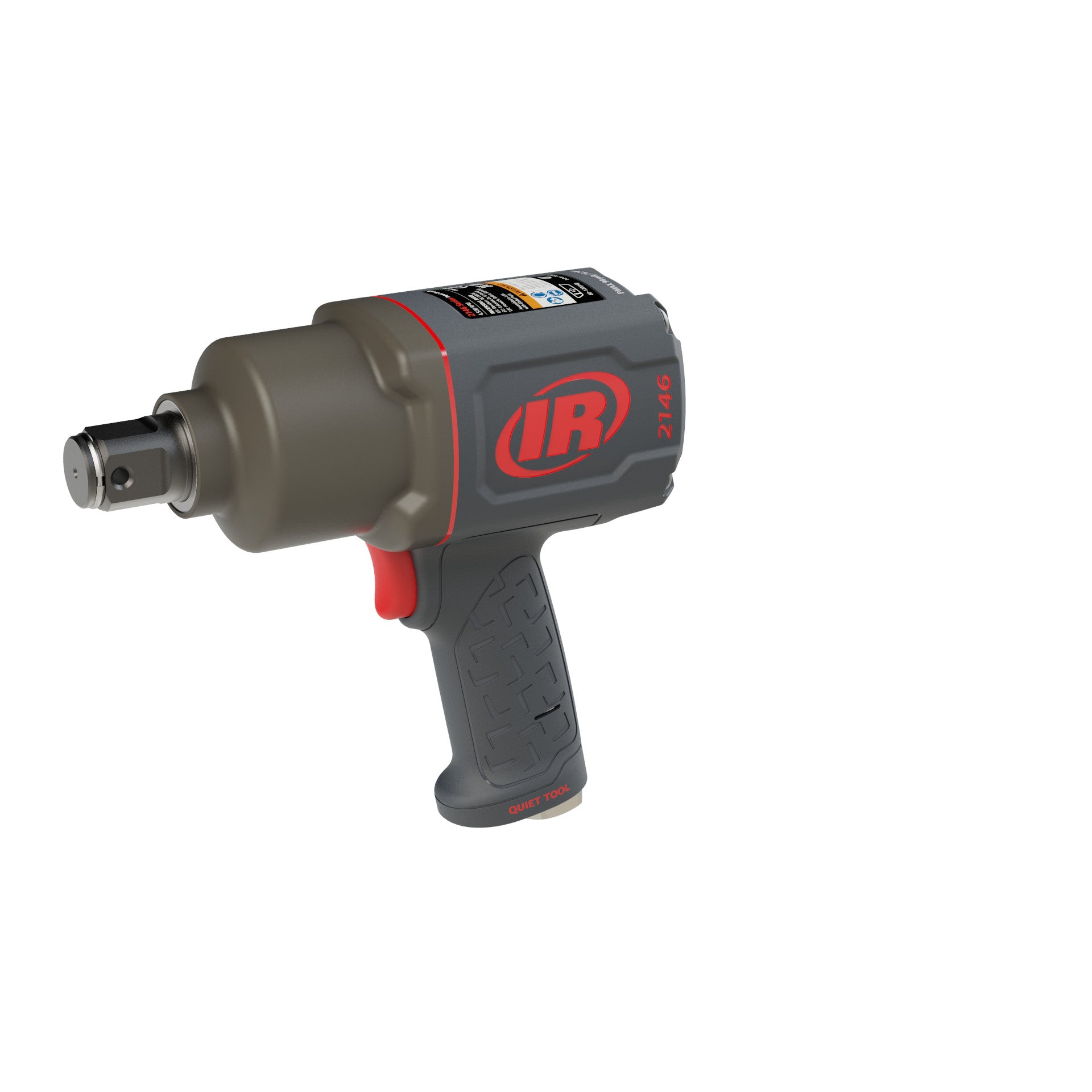 1" Air Impact Wrench, Quiet, 2000 ft-lb Torque, Friction Ring-Thru-hole Retainer, Pistol