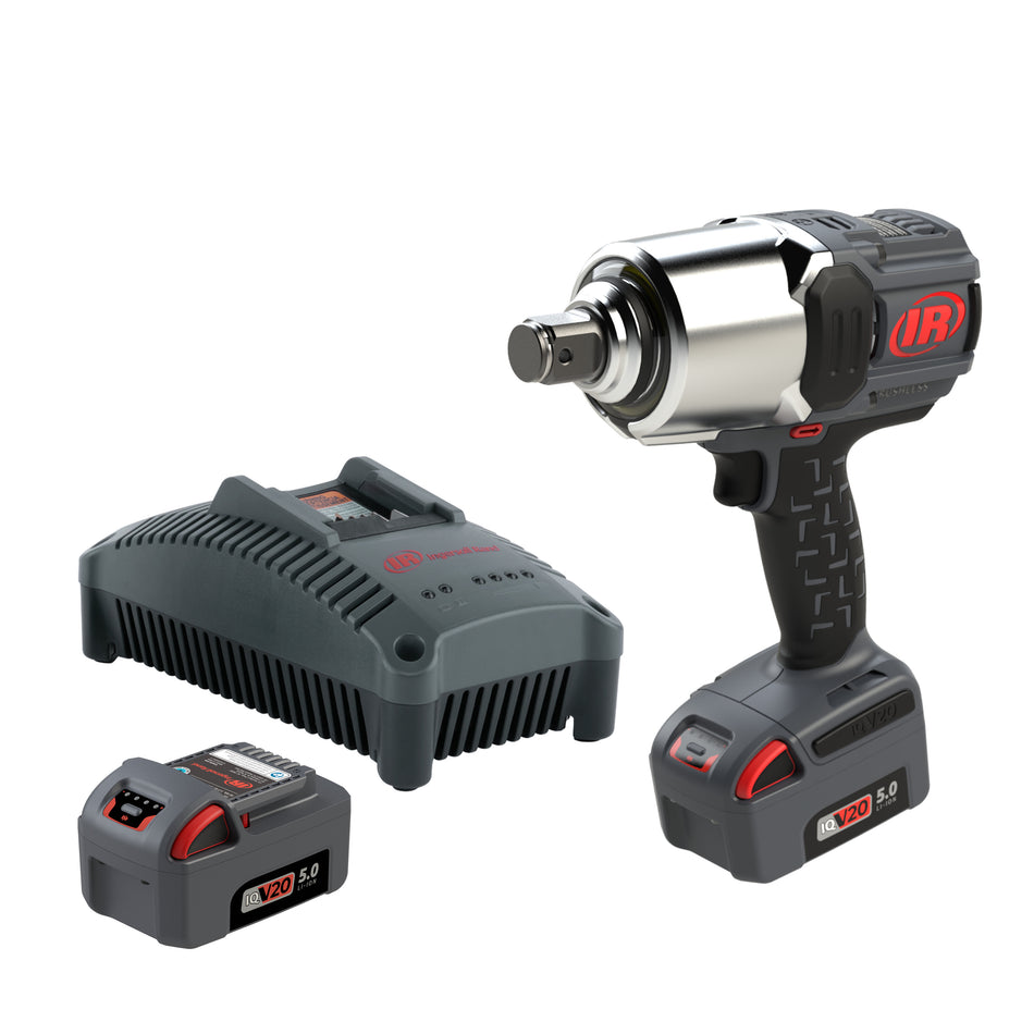 1" 20V Cordless Impact Wrench 2 Battery Kit, 2000 ft-lb Torque, Friction Ring Thru-hole, Pistol