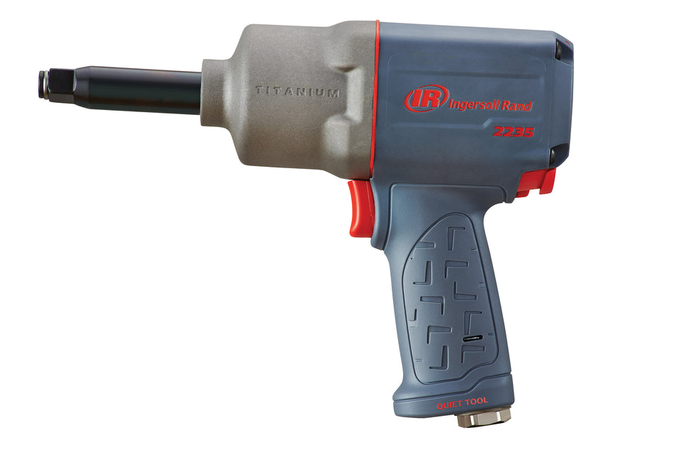 1/2" Air Impact Wrench, 2" Ext Anvil, Quiet, 1300 ft-lb Torque, Titanium Hammercase, Friction Ring Retainer, Pistol