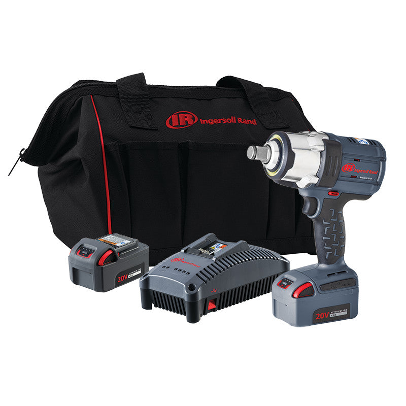 3/4" 20V Cordless Impact Wrench 2 Battery Kit, 1500 ft-lb Torque, Friction Ring-Thru-hole Retainer, Pistol