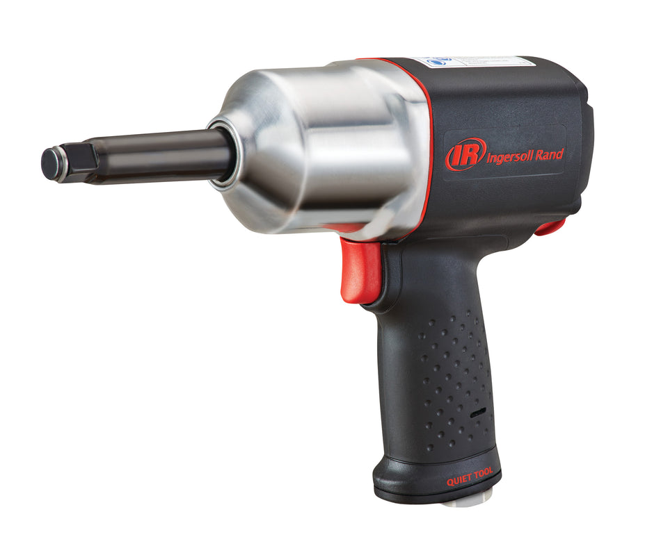 1/2" Air Impact Wrench, 2" Ext Anvil, Quiet, 1100 ft-lb Torque, Friction Ring Retainer, Pistol