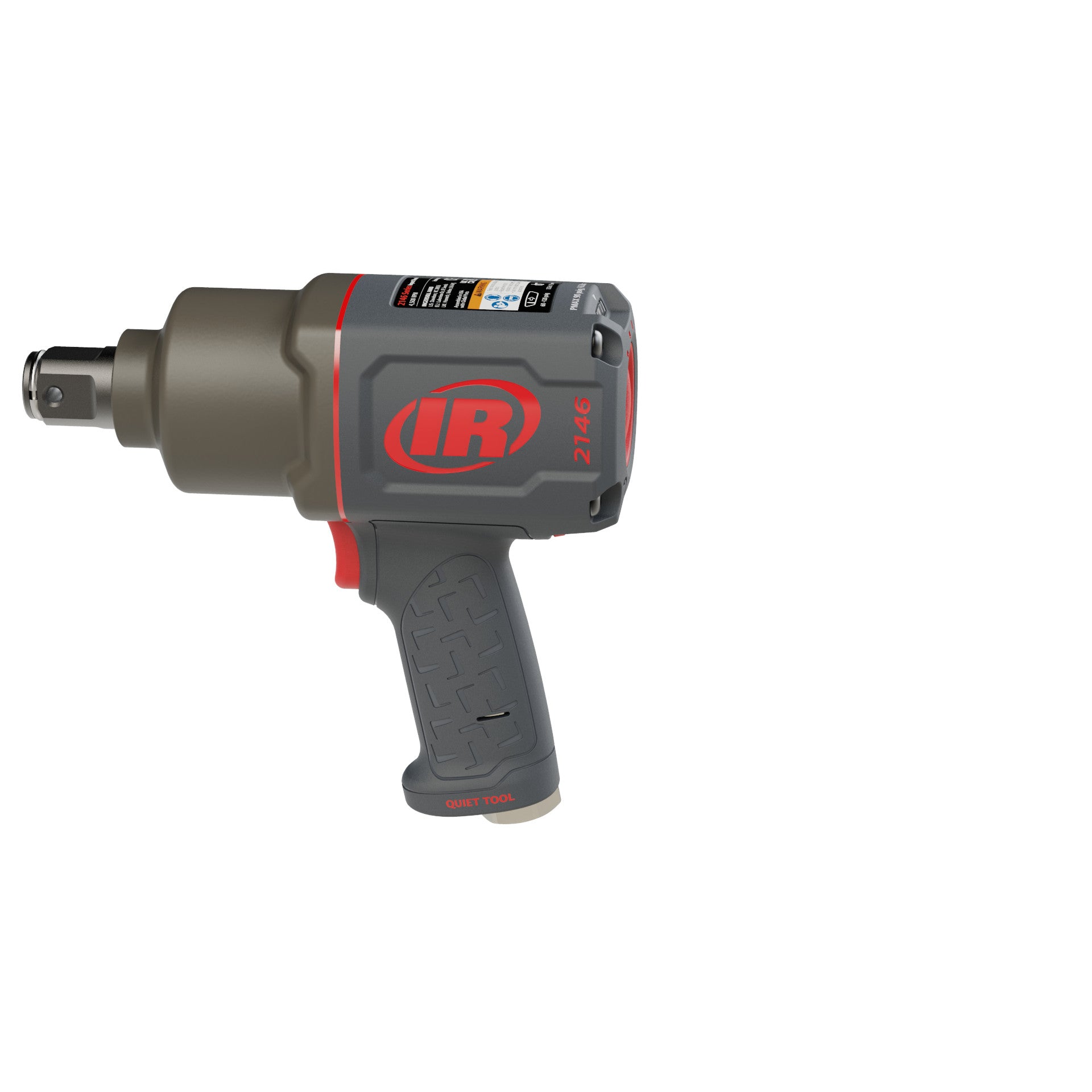 1" Air Impact Wrench, Quiet, 2000 ft-lb Torque, Friction Ring-Thru-hole Retainer, Pistol