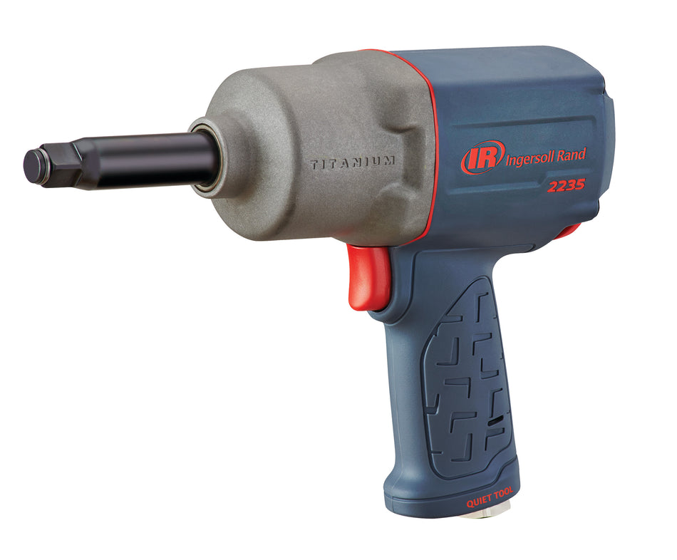 1/2" Air Impact Wrench, 2" Ext Anvil, Quiet, 1300 ft-lb Torque, Titanium Hammercase, Friction Ring Retainer, Pistol
