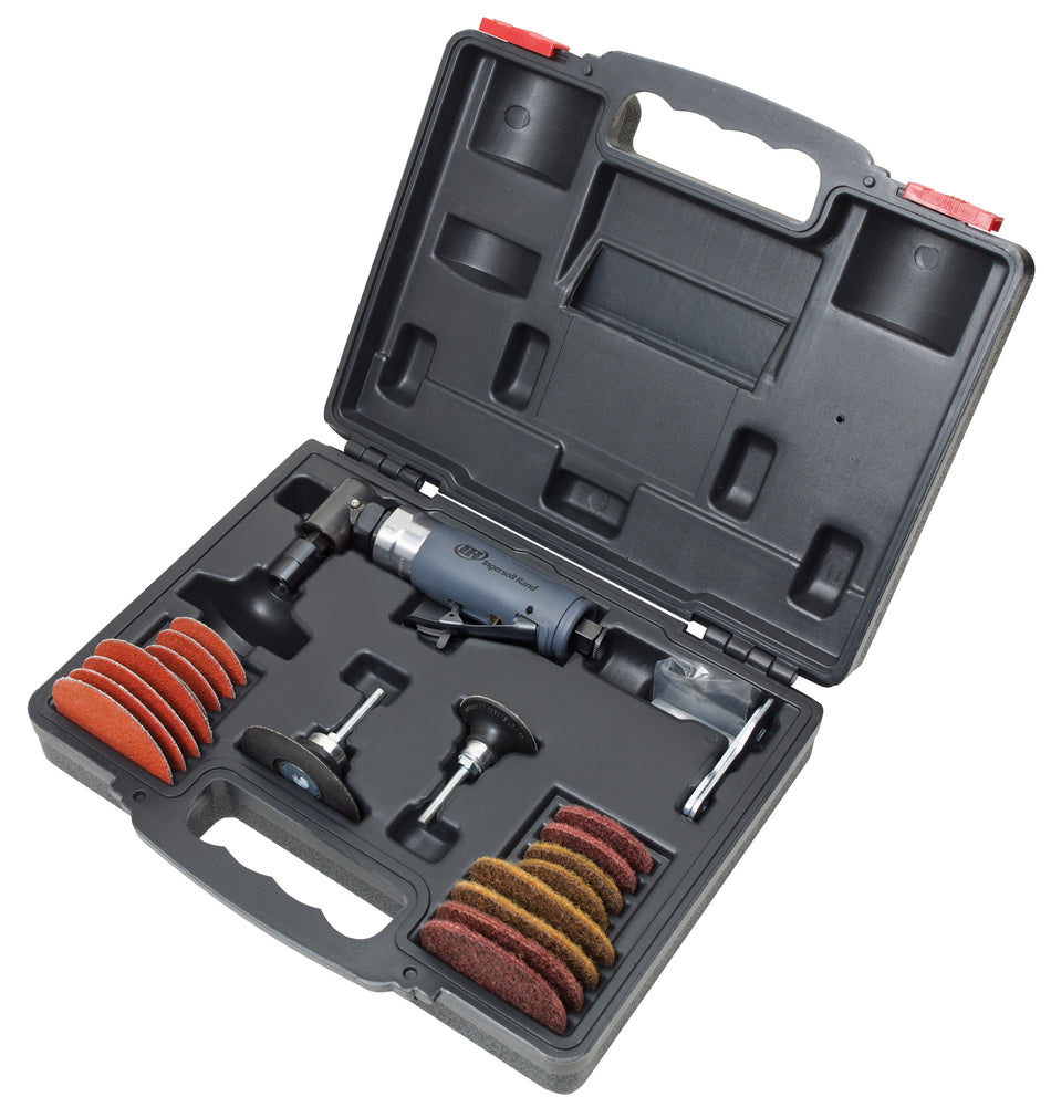Angle Air Die Grinder 2" & 3" Pad Kit, 20,000 RPM, 0.33 HP, 1/4" Collet, Rear Exhaust