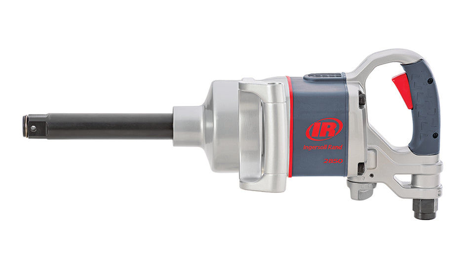 1" Air Impact Wrench, 6" Ext Anvil, 2100 ft-lb Torque, Friction Ring-Thru-hole Retainer, D-handle Inside Trigger