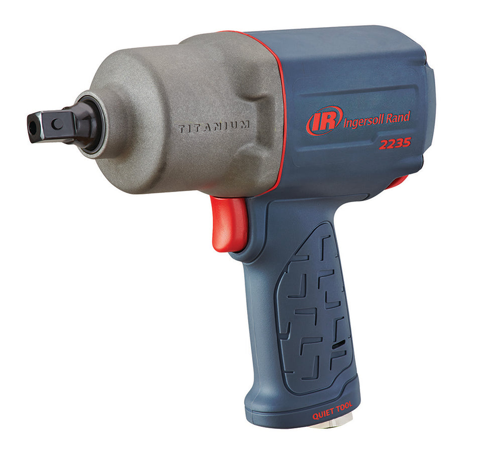 1/2" Air Impact Wrench, Quiet, 1300 ft-lb Torque, Titanium Hammercase, Pin Retainer, Pistol