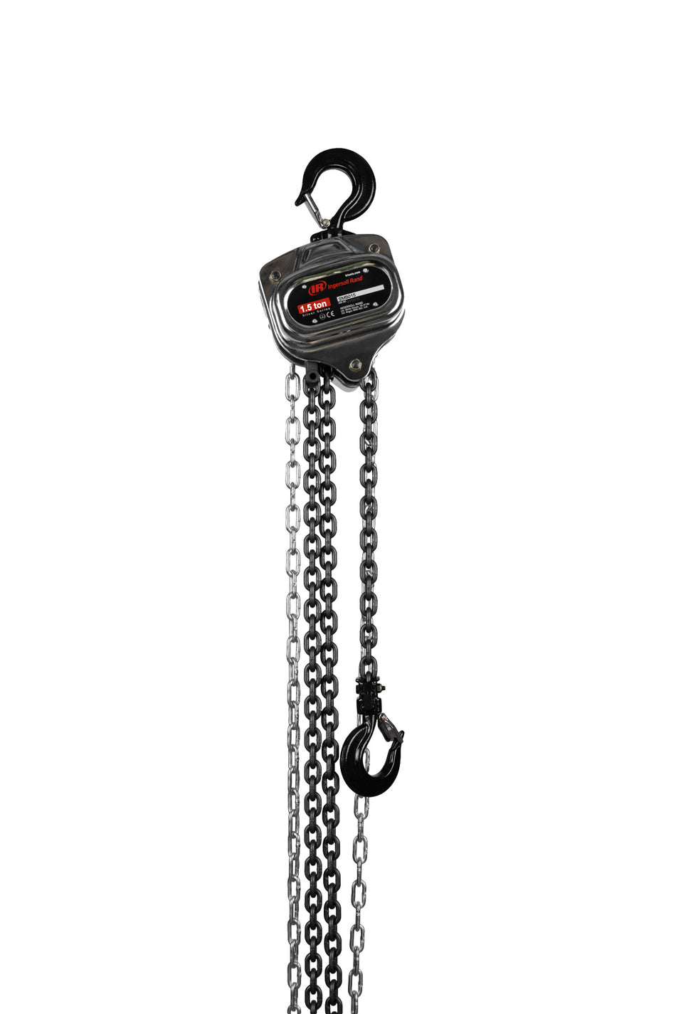 Manual Chain Hoist, 1.5 Ton Capacity, 15ft Lift, 13ft Hand Chain Drop, Overload Protection