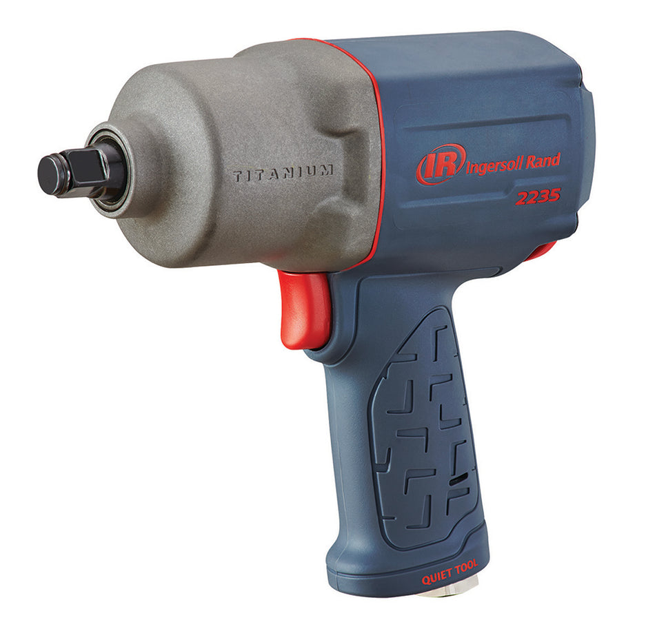 1/2" Air Impact Wrench, Quiet, 1300 ft-lb Torque, Titanium Hammercase, Friction Ring Retainer, Pistol