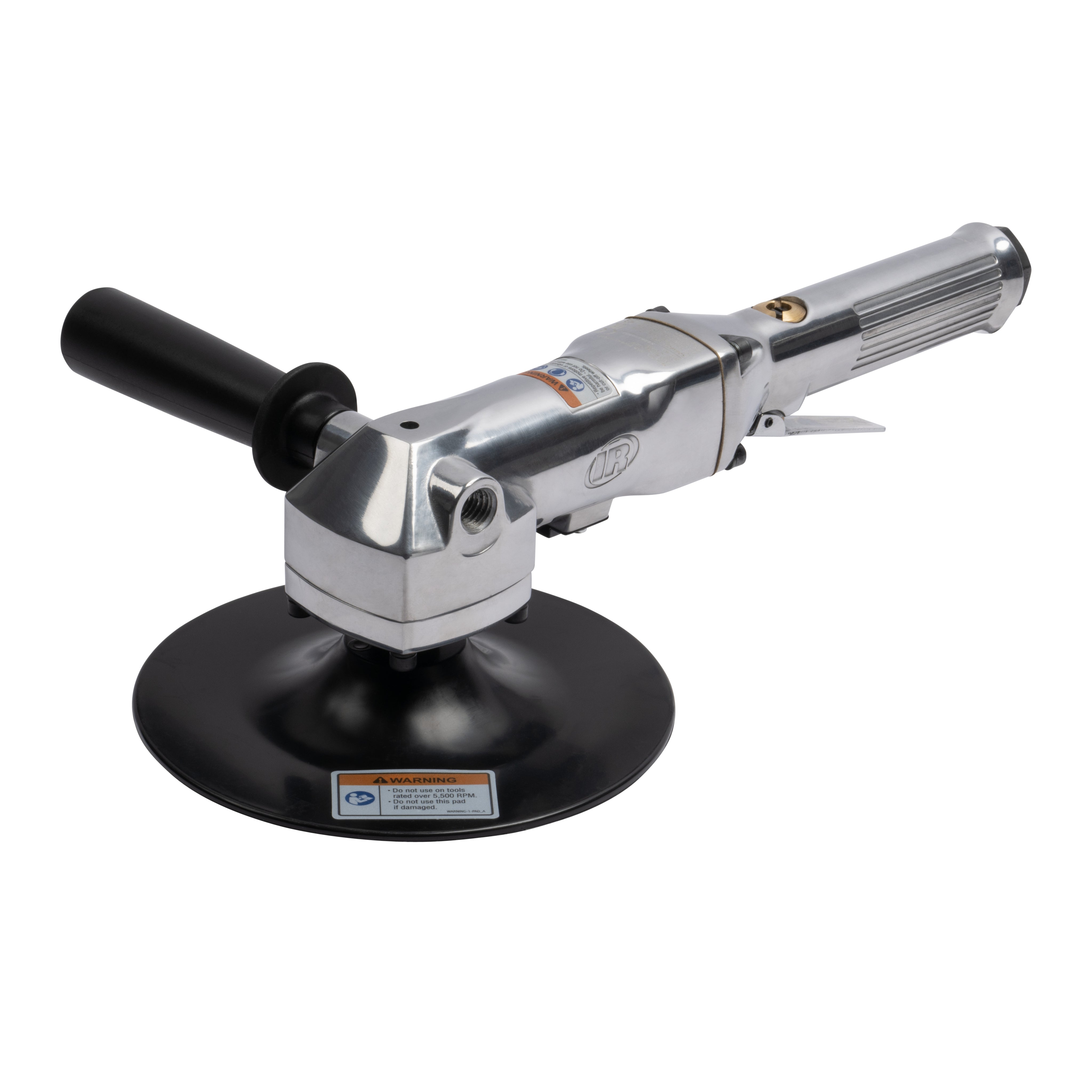 Air Angle Sander, 7" Composite Pad, 5,000 RPM, 0.5 HP, 5/8"-11 Thread, Side Handle Exhaust