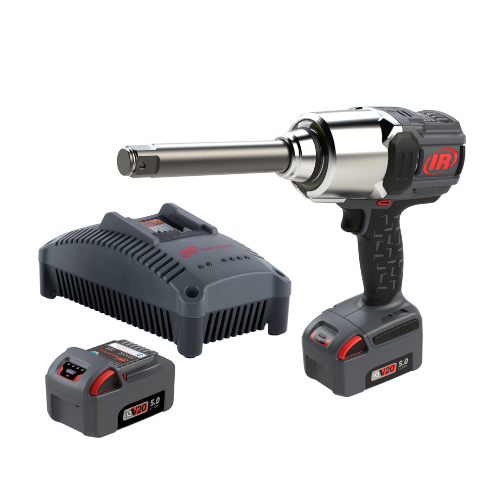 1" 20V Cordless Impact Wrench 2 Battery Kit, 2000 ft-lb Torque, 6" Extended Anvil, Friction Ring Thru-hole, Pistol