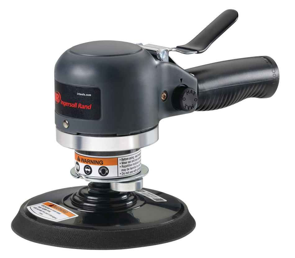 Dual Action Angle Air Sander, 6" Adhesive Pad, 12,000 RPM, 0.25 HP, Side Exhaust