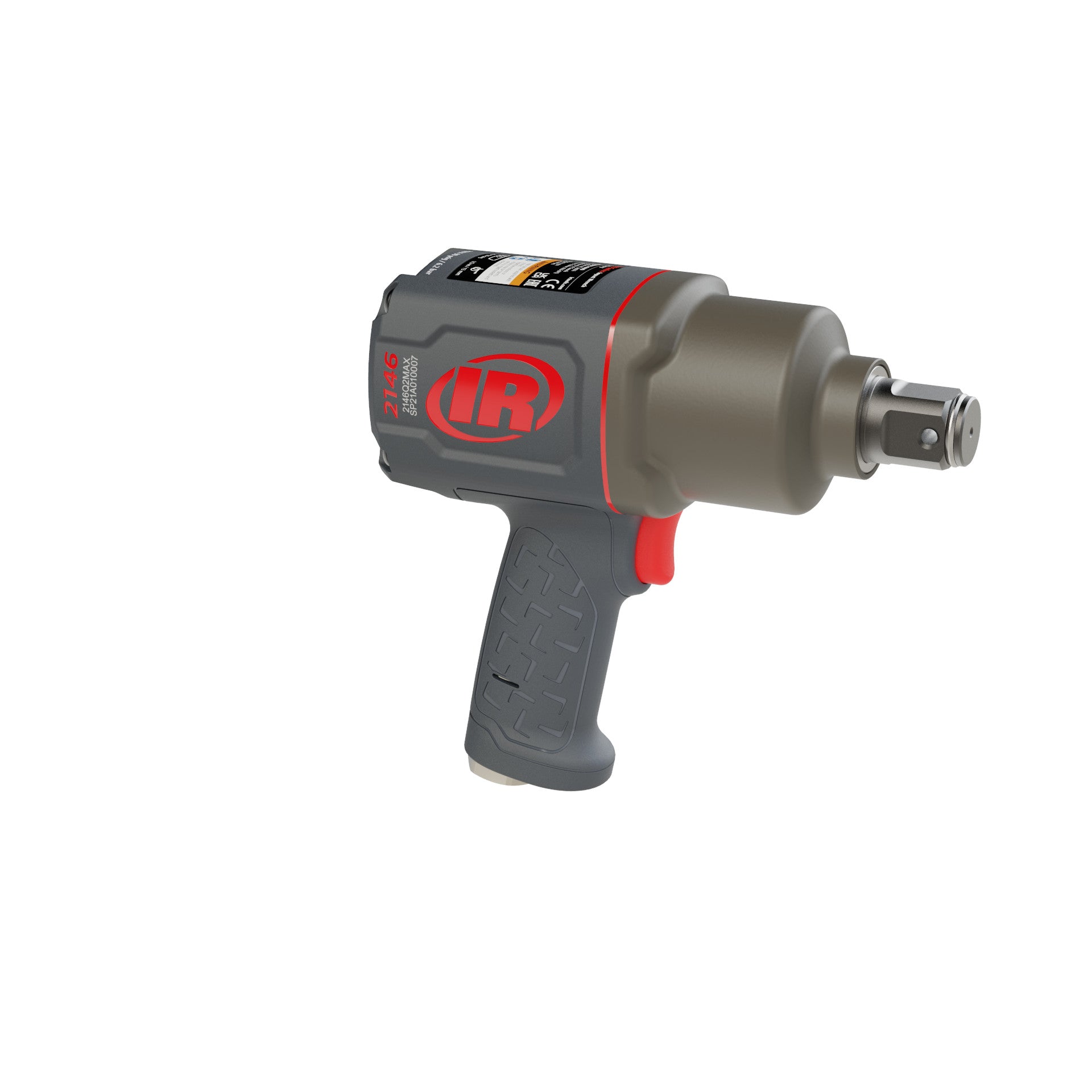 1" Air Impact Wrench, Quiet, 2000 ft-lb Torque, Friction Ring-Thru-hole Retainer, Pistol