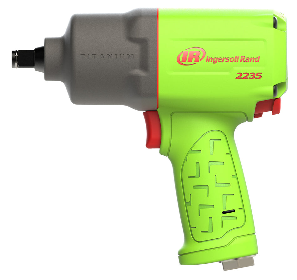 1/2" Air Impact Wrench, 1350 ft-lb Torque, Titanium Hammercase, Friction Ring Retainer, Pistol, Green