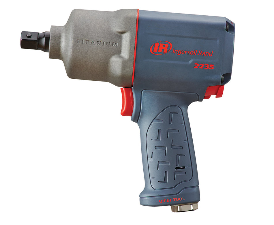 1/2" Air Impact Wrench, Quiet, 1300 ft-lb Torque, Titanium Hammercase, Pin Retainer, Pistol