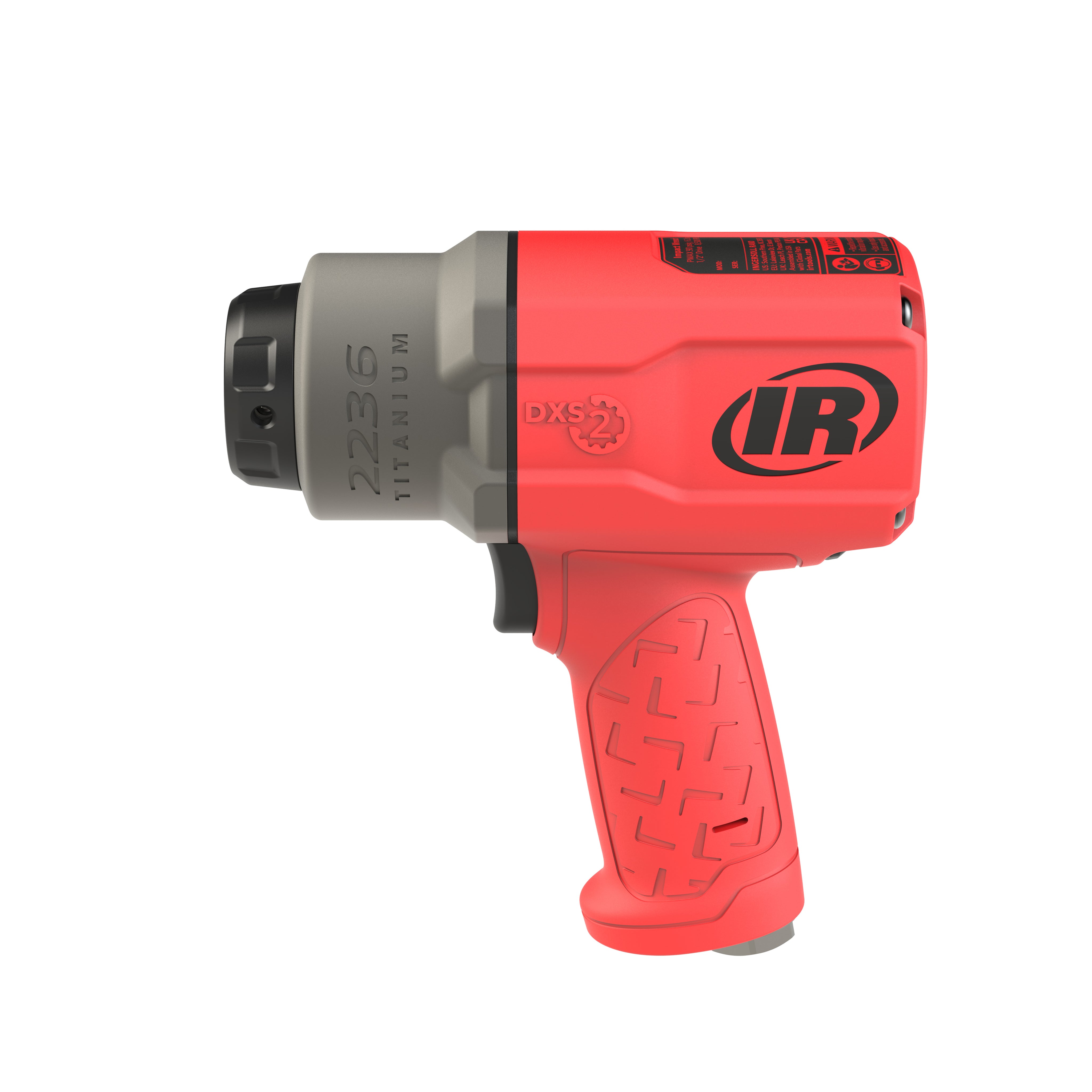DXS2 1/2" Air Impact Wrench, Quiet, 1500 ft-lb Torque, Titanium Hammercase, Friction Ring Retainer, Red