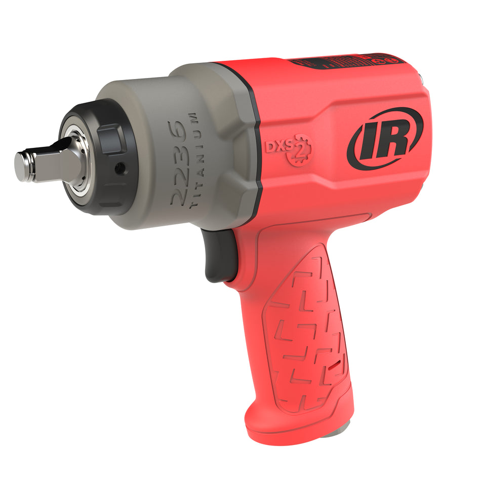 DXS2 1/2" Air Impact Wrench, Quiet, 1500 ft-lb Torque, Titanium Hammercase, Friction Ring Retainer, Red