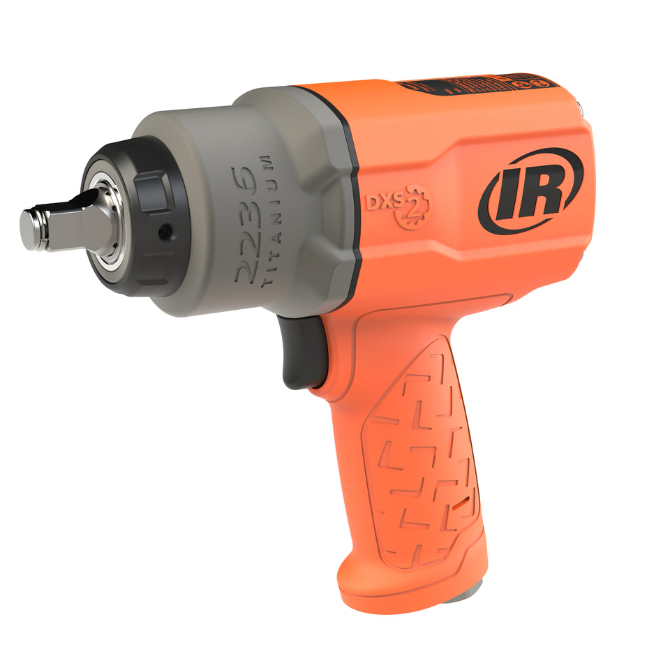 DXS2 1/2" Air Impact Wrench, Quiet, 1500 ft-lb Torque, Titanium Hammercase, Friction Ring Retainer, Orange