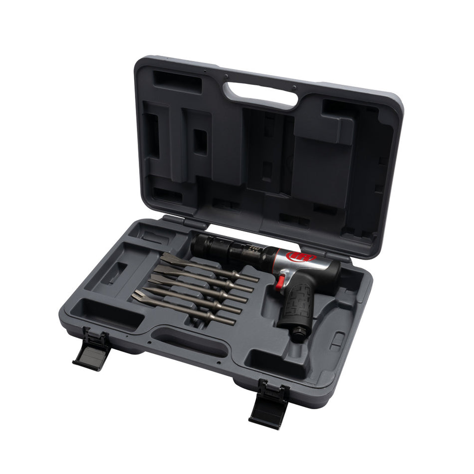 Vibration Reduced Quick Change Air Hammer 5-Piece Chisel Set, 2600 BPM, 3" Stroke, Round Shank
