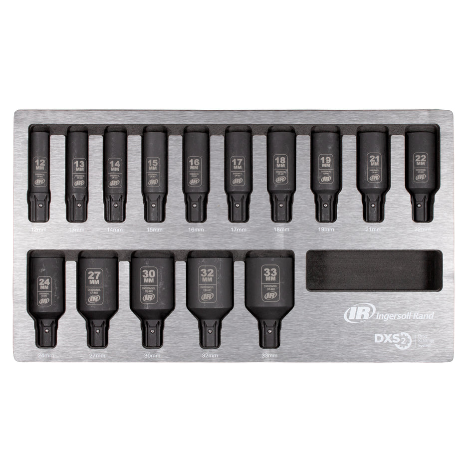 DXS2 Drive Hex Deep Metric Impact Socket Set, 15-Piece
