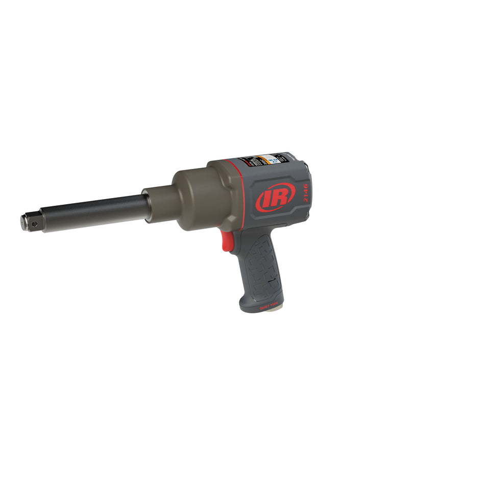 3/4" Air Impact Wrench, 6" Ext Anvil, Quiet, 2,000 ft-lb Torque, Friction Ring-Thru-hole Retainer, Pistol