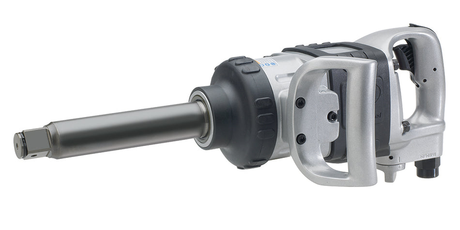 1" Air Impact Wrench, 6" Ext Anvil, Heavy Duty, 1770 ft-lb Torque, Friction Ring-Thru-hole Retainer, D-handle Inside Trigger