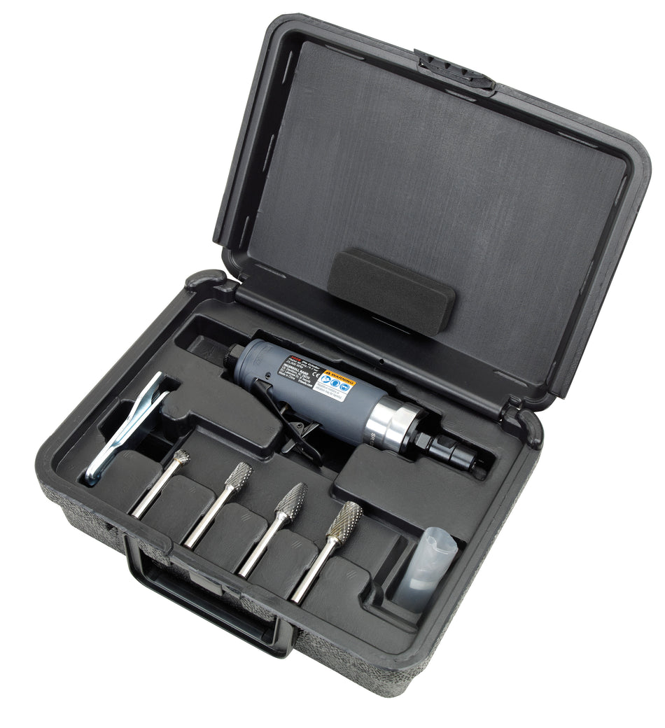 Air Die Grinder Burr Kit, 25,000 RPM, 0.33 HP, 1/4" Collet, Rear Exhaust