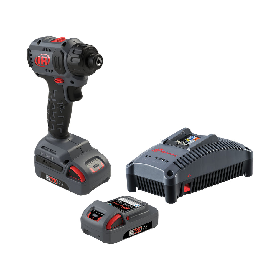 1/4" Hex 20V Cordless Compact Screwdriver 2 Battery Kit, 450 in-lb Torque, Quick Change Chuck, Pistol Grip