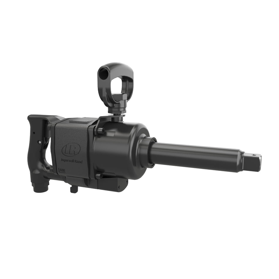 1" Air Impact Wrench, 6" Ext Anvil, Super Duty, 1600 ft-lb Torque, Thru-hole Retainer, D-Handle Inside Trigger