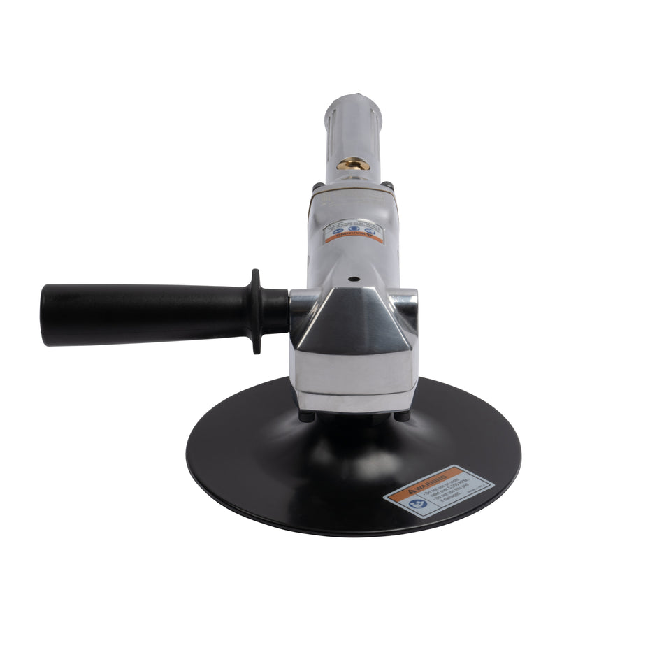 Air Angle Sander, 7" Composite Pad, 5,000 RPM, 0.5 HP, 5/8"-11 Thread, Side Handle Exhaust